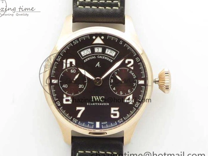 MIROTIME 1221 Popular Big Pilot Real PR IW502706 RG YLF 1:1 Best Edition Brown Dial On Calfskin Strap A 7223